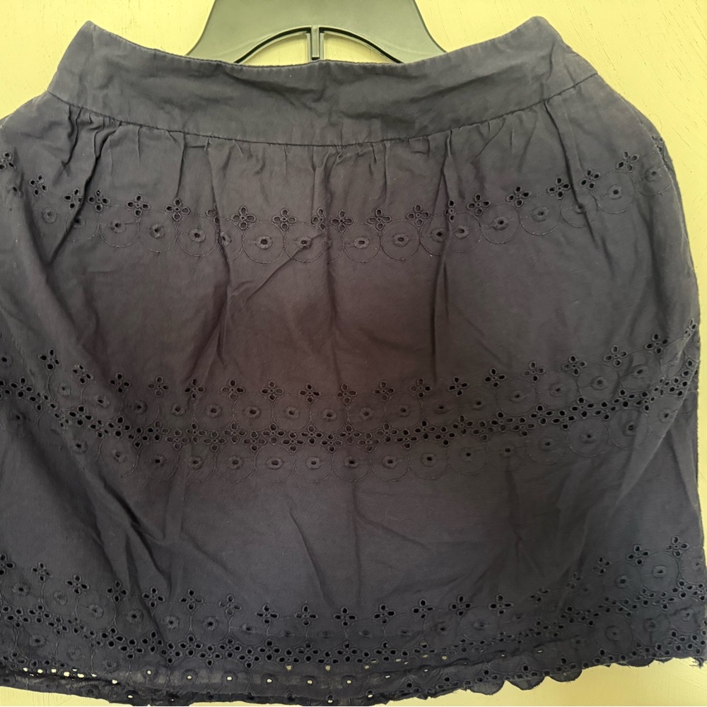 LOFT Dark Blue Eyelet Mini Skirt